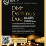 Poster for the Dixit Dominus Duo concert by the BACH choir, with candles and a black background